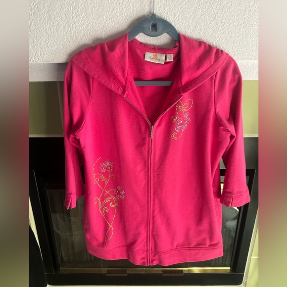 🌺QUACKER FACTORY HOODED EMBELLISHED JACKET (Small) - Picture 1 of 11